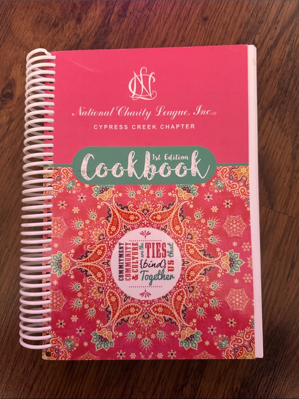 National Charity League Pink Spiral-Bound Cookbook C1.LBk.78